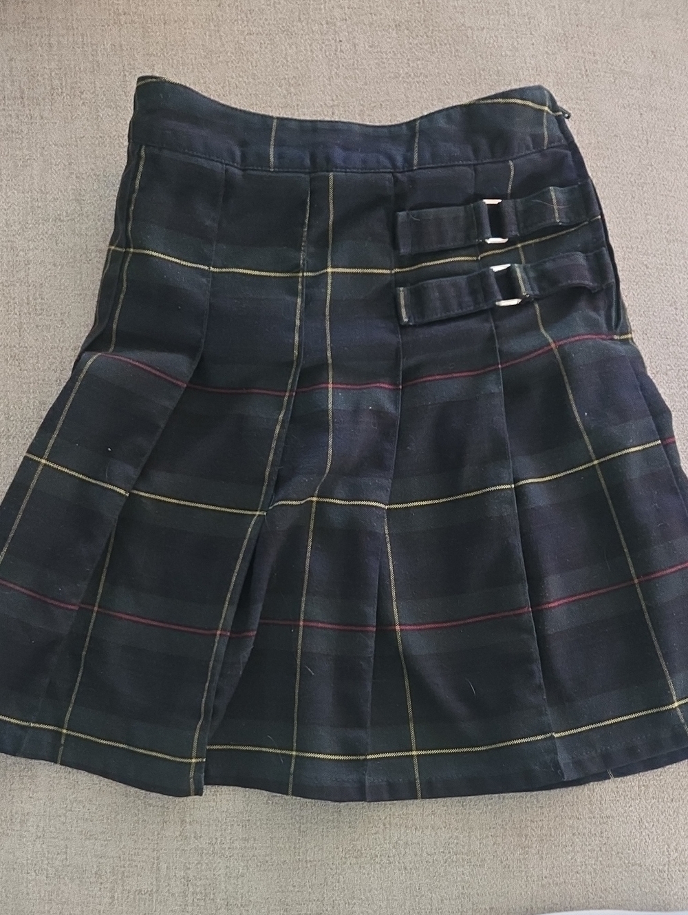 Navy Plaid Pleated Skirt